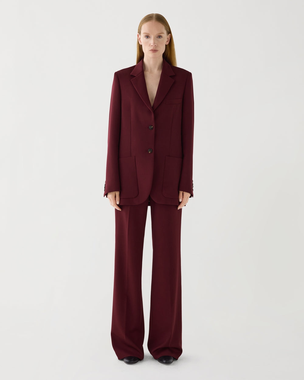 Sebastian Jacket in Grain de Poudre Wool, Garnet