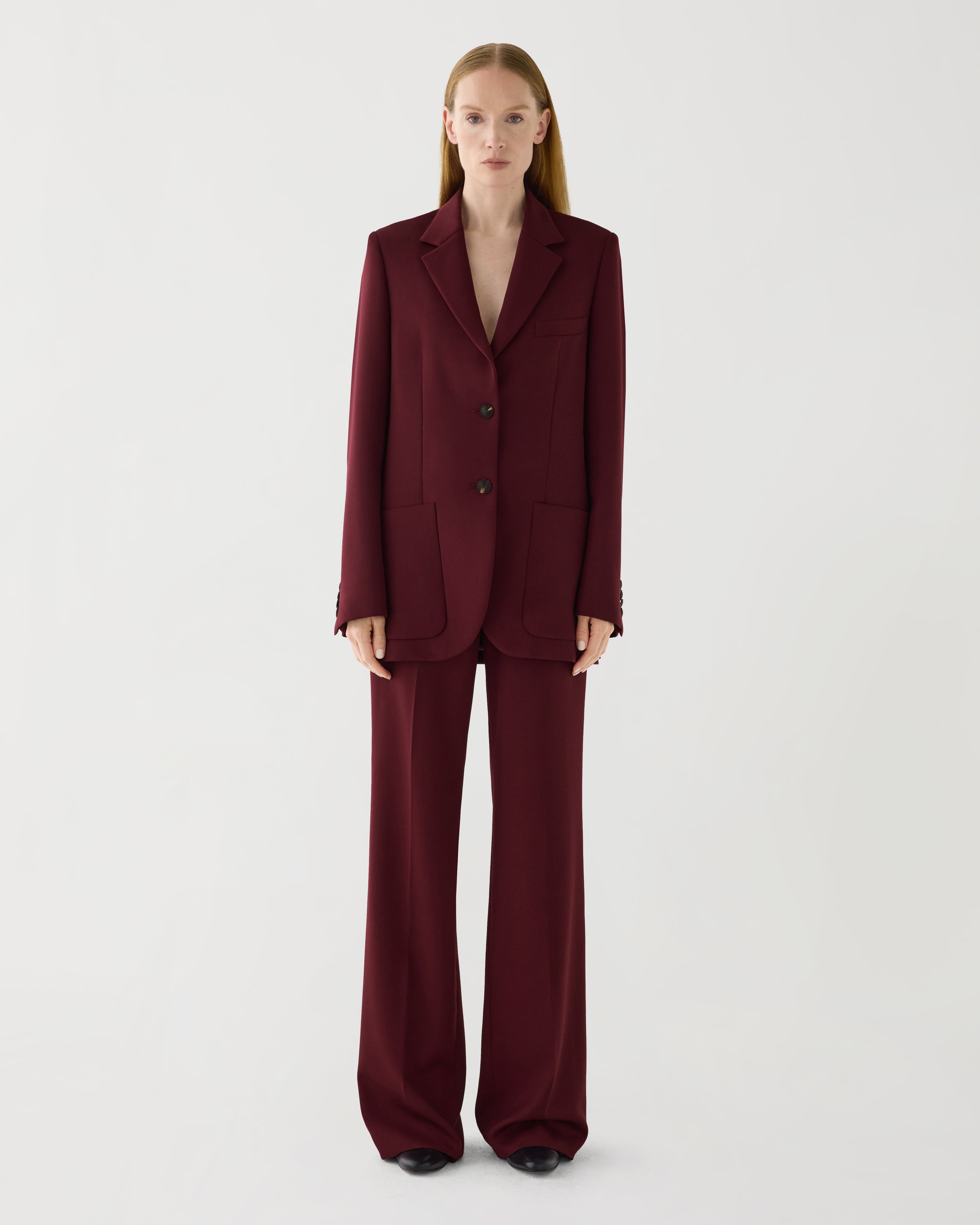 Sebastian Jacket in Grain de Poudre Wool, Garnet