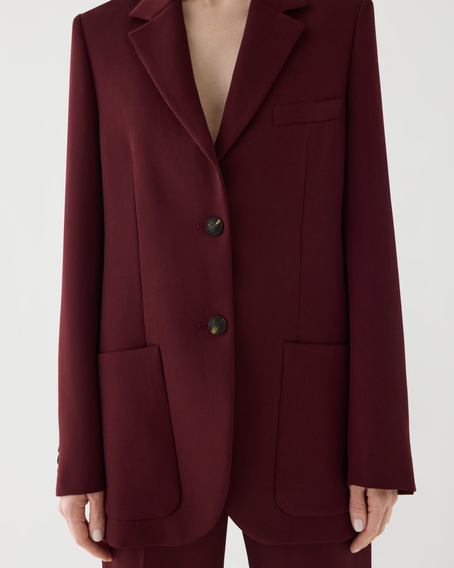 Sebastian Jacket in Grain de Poudre Wool, Garnet