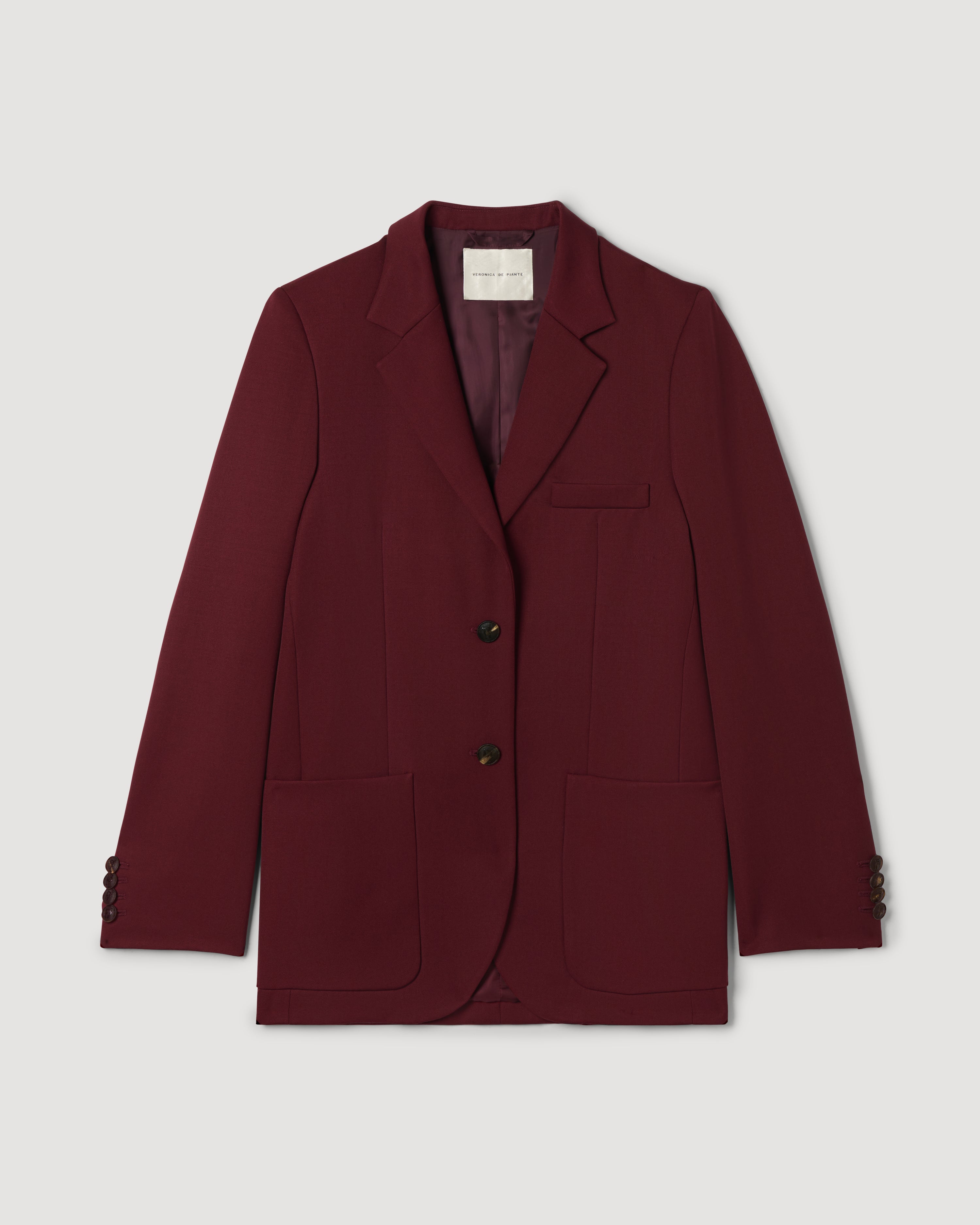 Sebastian Jacket in Grain de Poudre Wool, Garnet