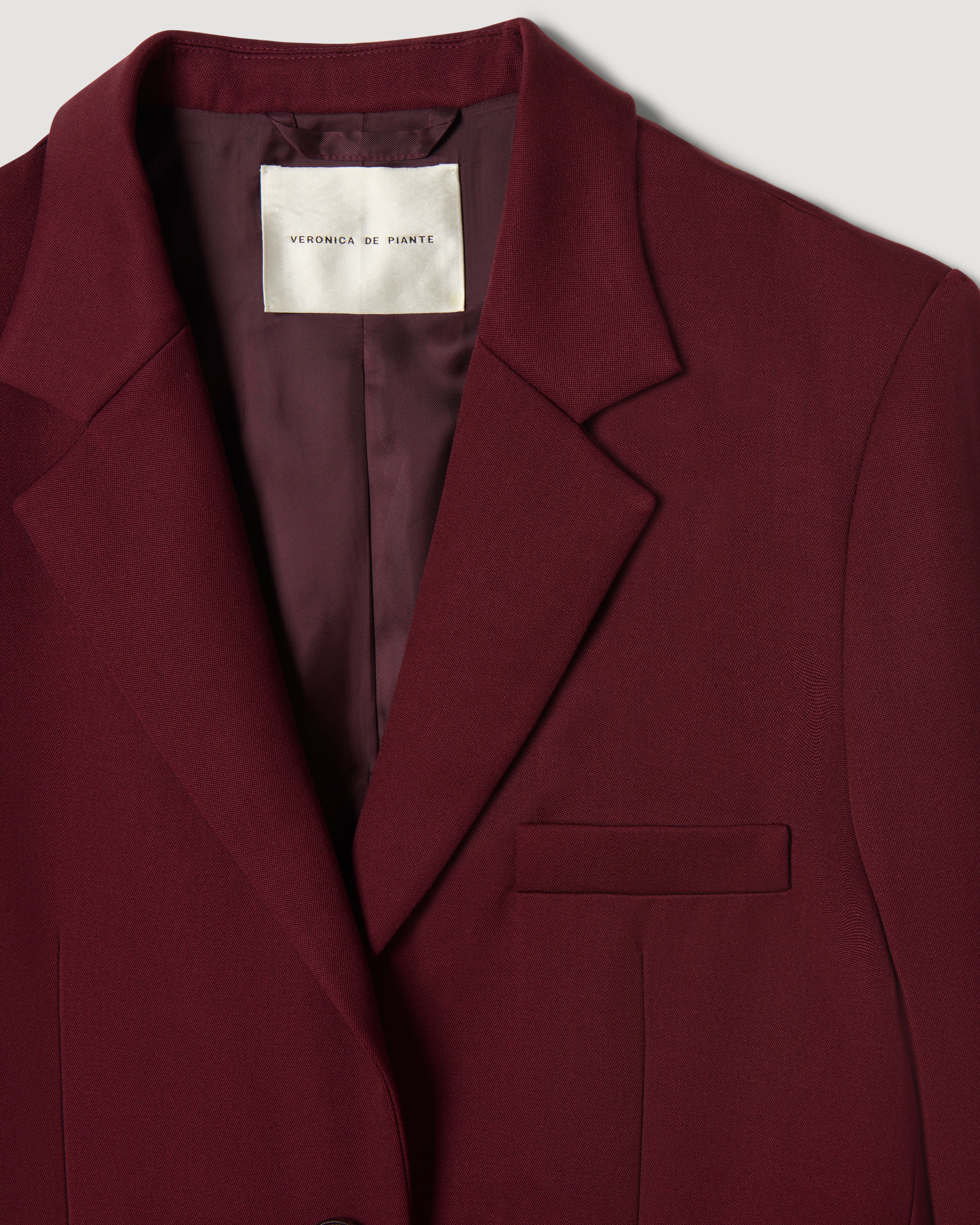 Sebastian Jacket in Grain de Poudre Wool, Garnet