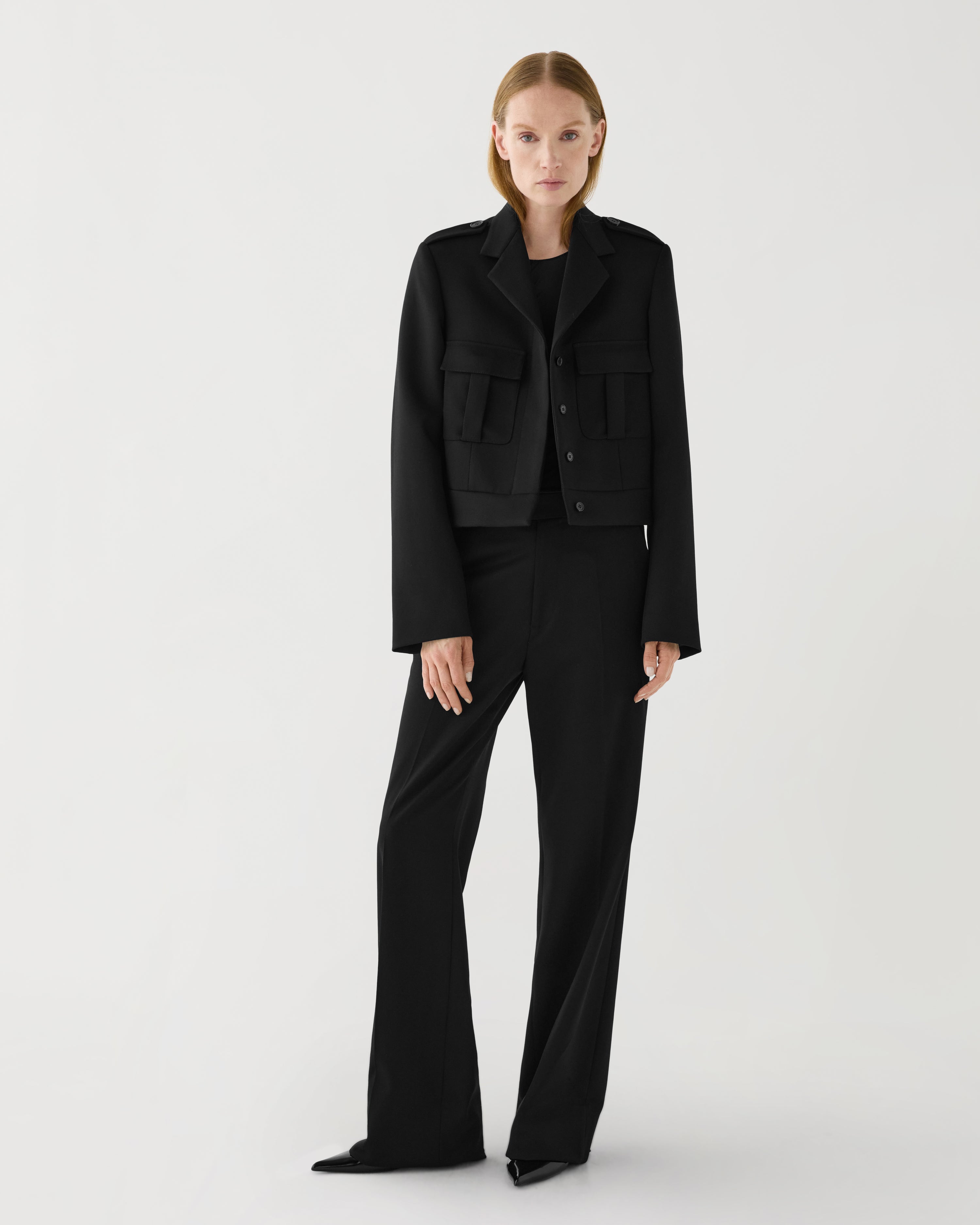 Birdie Jacket in Stretch Wool Twill,  Black