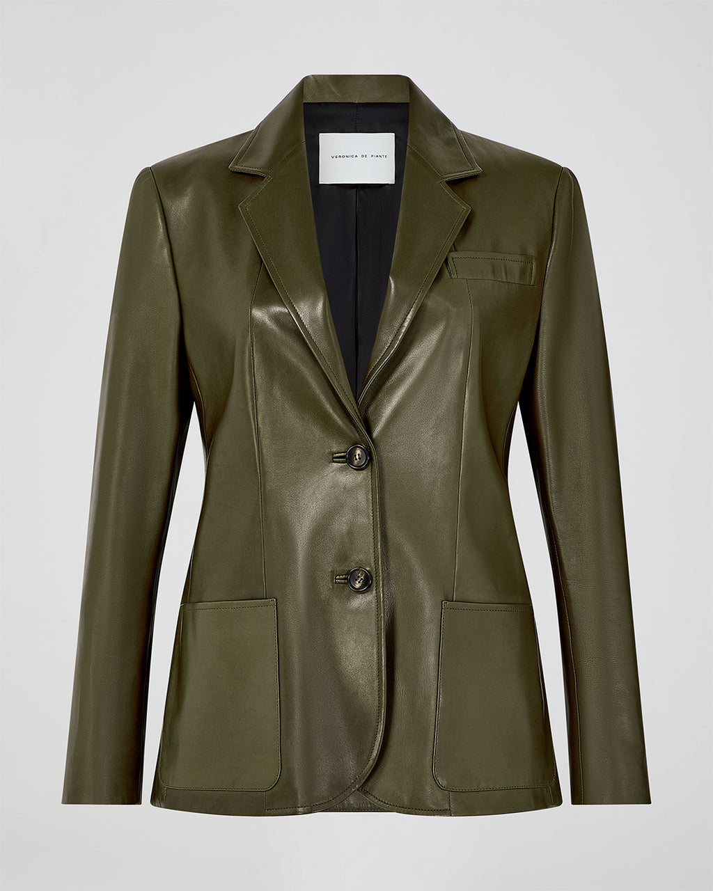 Marlene Jacket In Plongé Leather, Dark Olive