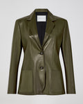 Marlene Jacket In Plongé Leather, Dark Olive