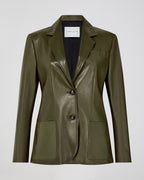 Marlene Jacket In Plongé Leather, Dark Olive
