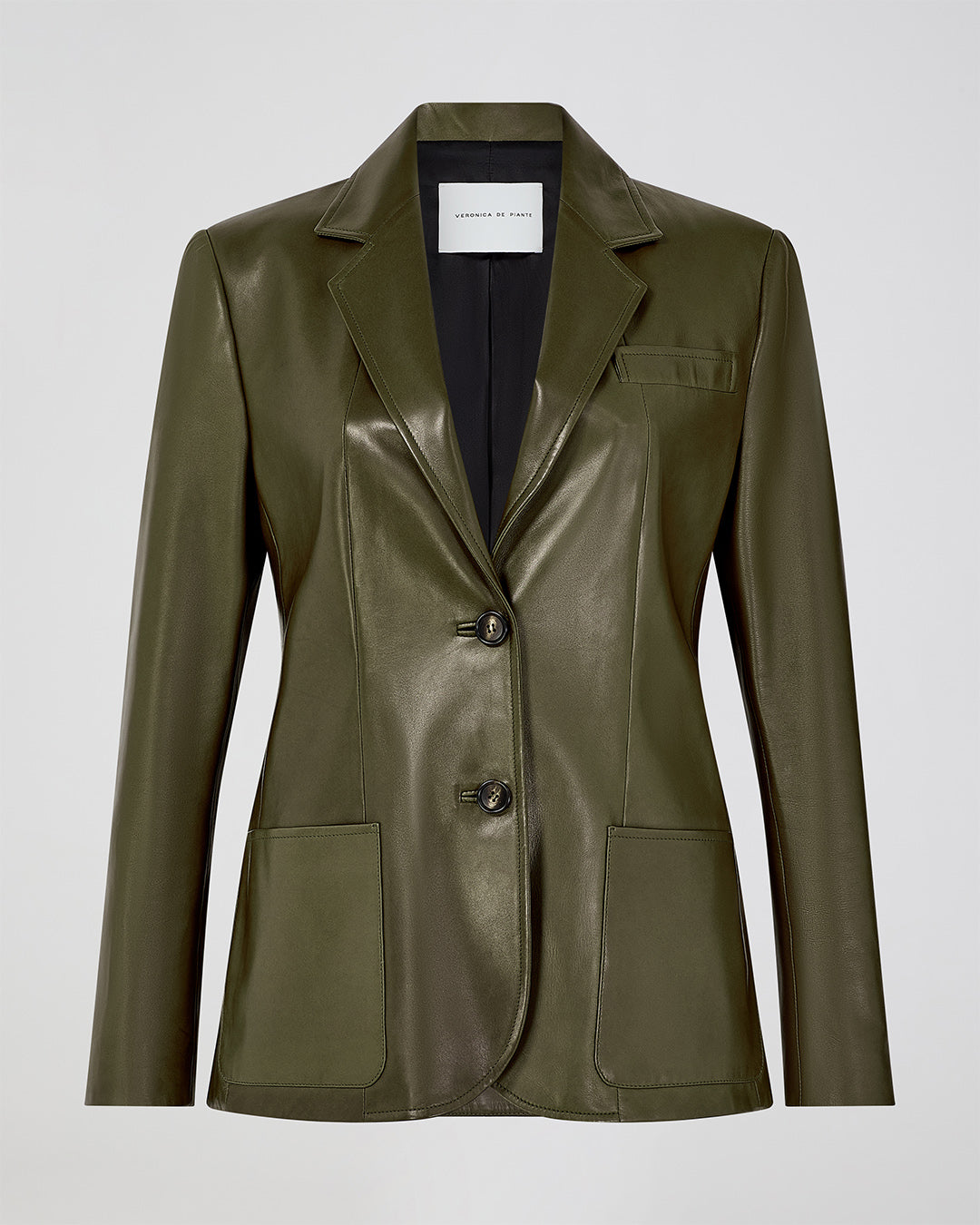 Marlene Jacket In Plongé Leather, Dark Olive