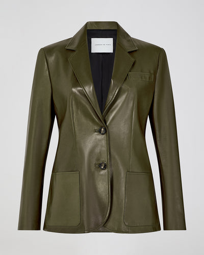 Marlene Jacket In Plongé Leather, Dark Olive