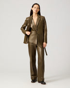 Marlene Jacket In Plongé Leather, Dark Olive