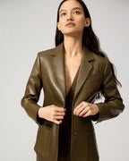 Marlene Jacket In Plongé Leather, Dark Olive