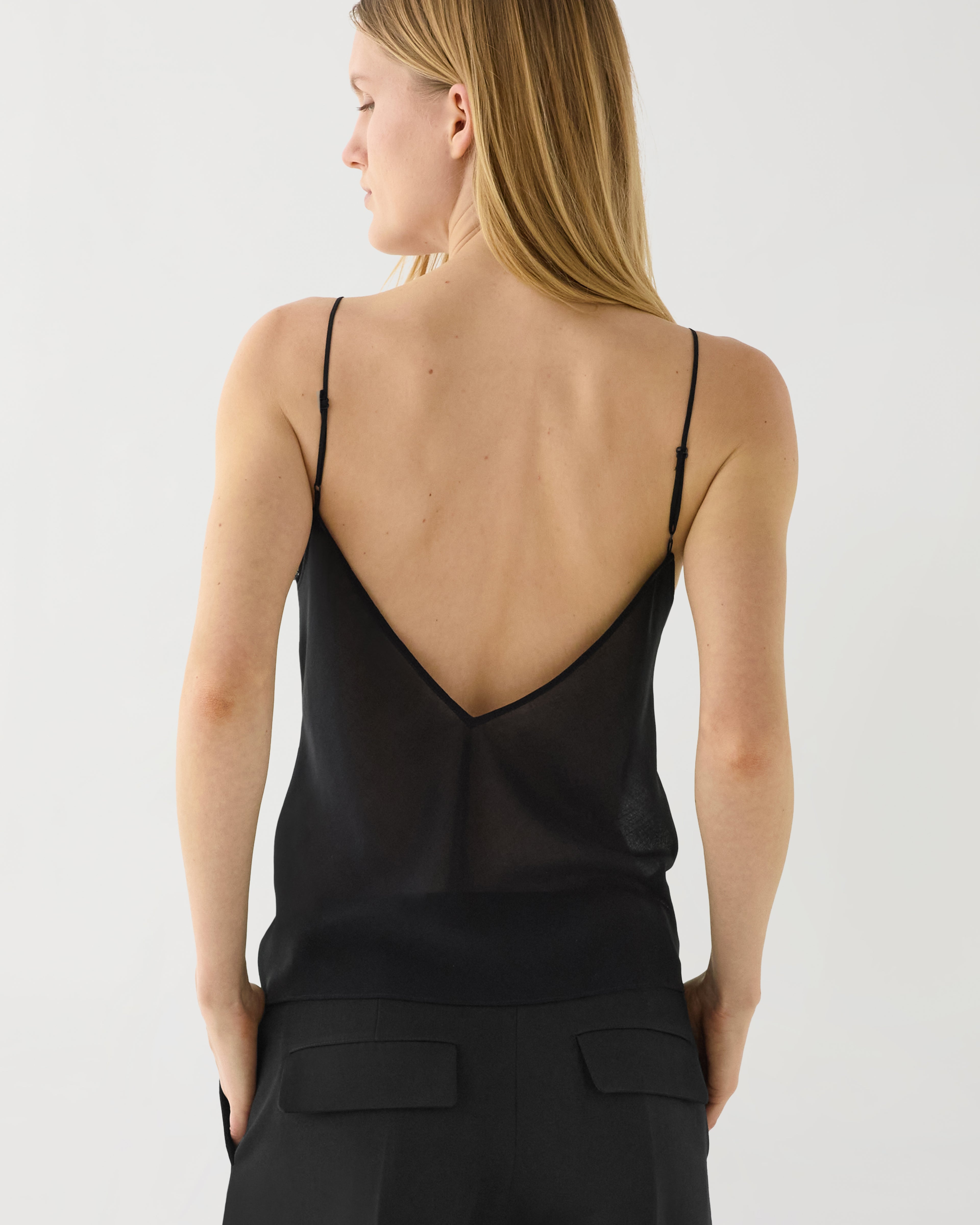 Martina Camisole in Wool & Lace, Black - Veronica De Piante