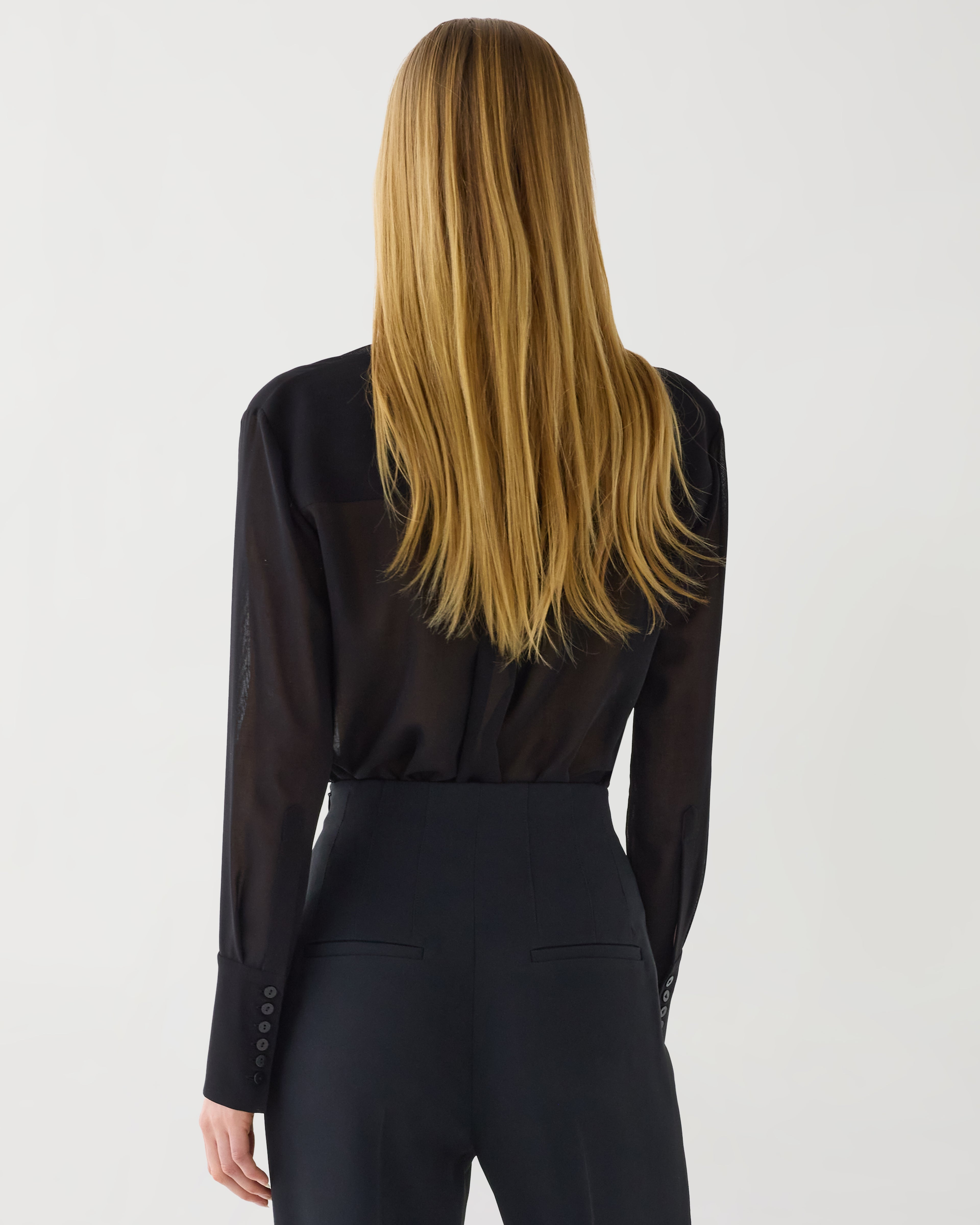 Jamie Shirt in Wool Voile, Black - Veronica De Piante