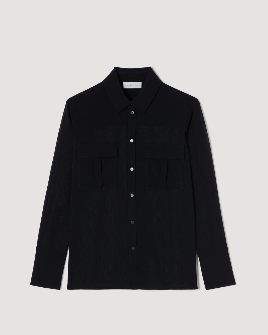 Jamie Shirt in Wool Voile, Black - Veronica De Piante