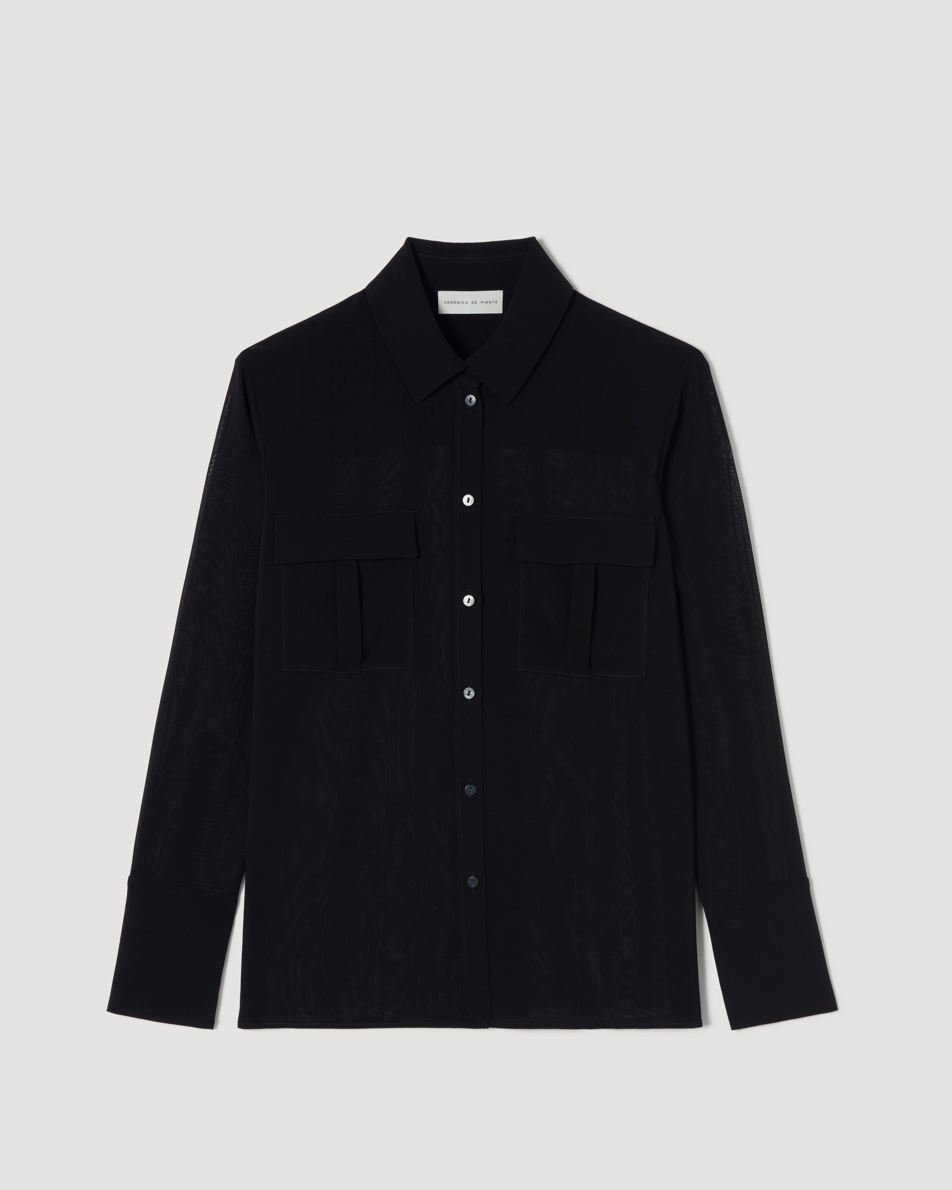 Jamie Shirt in Wool Voile, Black - Veronica De Piante