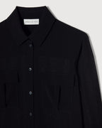Jamie Shirt in Wool Voile, Black - Veronica De Piante