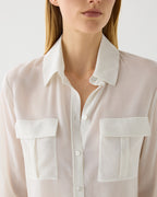 Off-white Jamie Shirt in wool voile, featuring a lightweight design and relaxed fit, perfect for layering or casual wear.