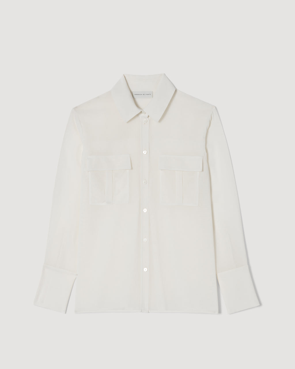 Off-white Jamie Shirt in lightweight wool voile, featuring long sleeves and a relaxed fit, by SALE.