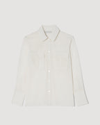 Off-white Jamie Shirt in lightweight wool voile, featuring long sleeves and a relaxed fit, by SALE.