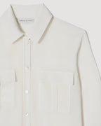 Off-white Jamie shirt in wool voile, featuring a relaxed fit and soft texture, styled on a neutral background.