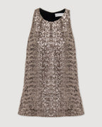 Alizeh Top in Flat Sequins, Champagne - Veronica De Piante