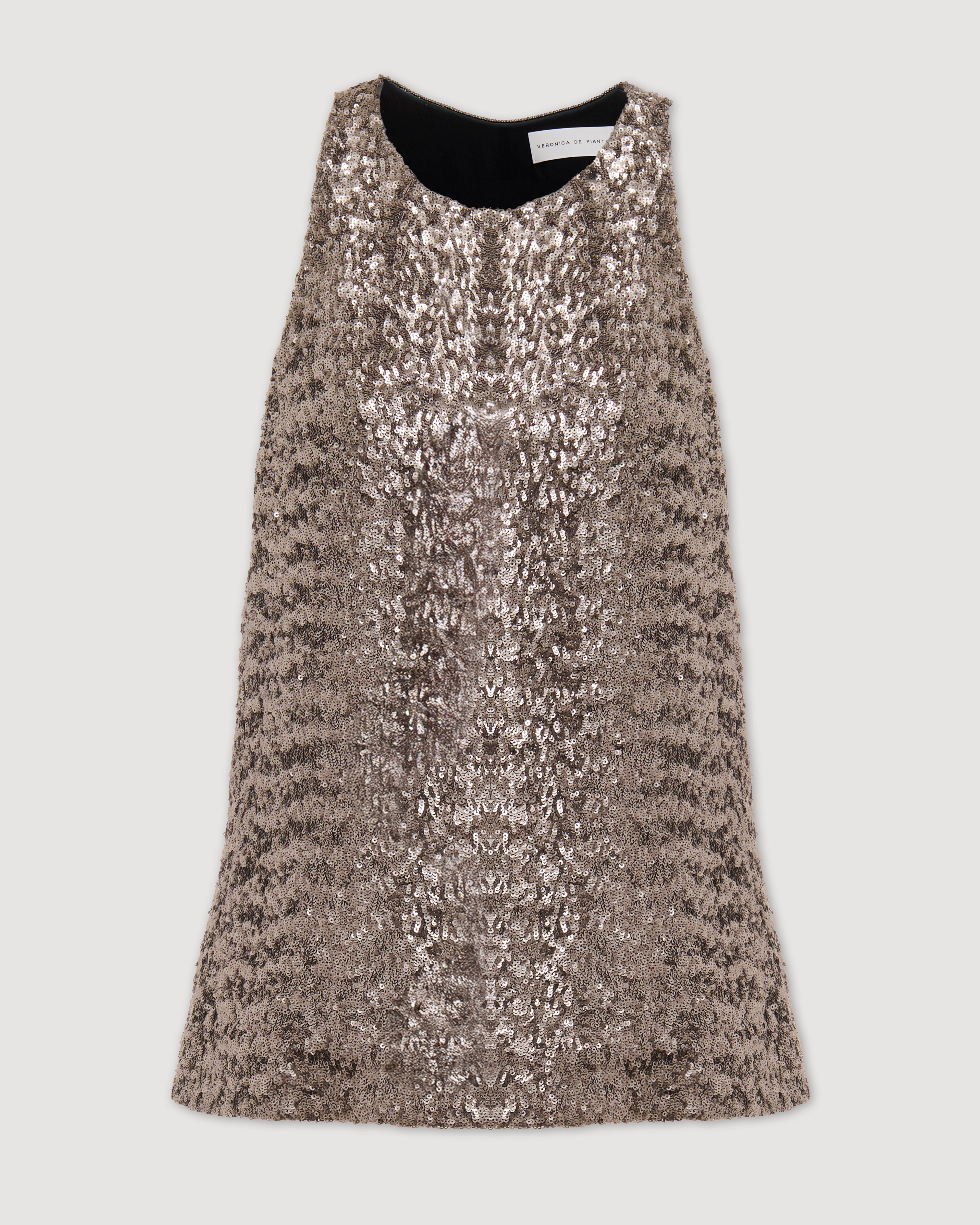 Alizeh Top in Flat Sequins, Champagne - Veronica De Piante