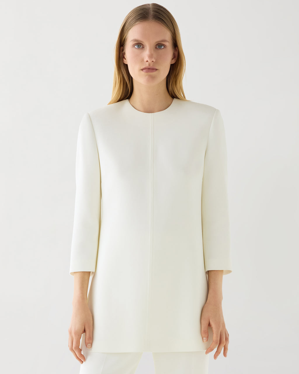 Ambar Tunic in Stretch Viscose Crepe, Off-White - Veronica De Piante