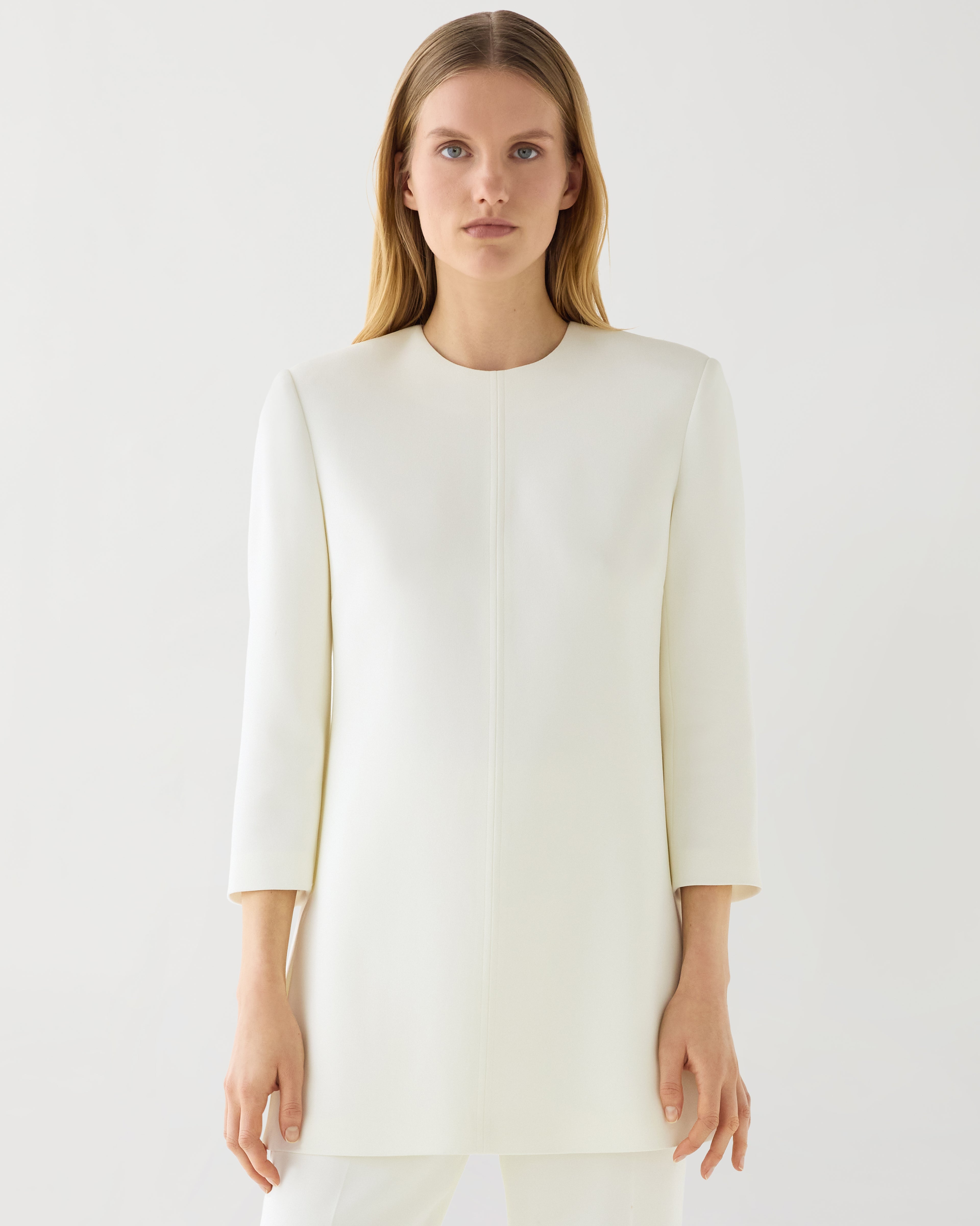 Ambar Tunic in Stretch Viscose Crepe, Off-White - Veronica De Piante