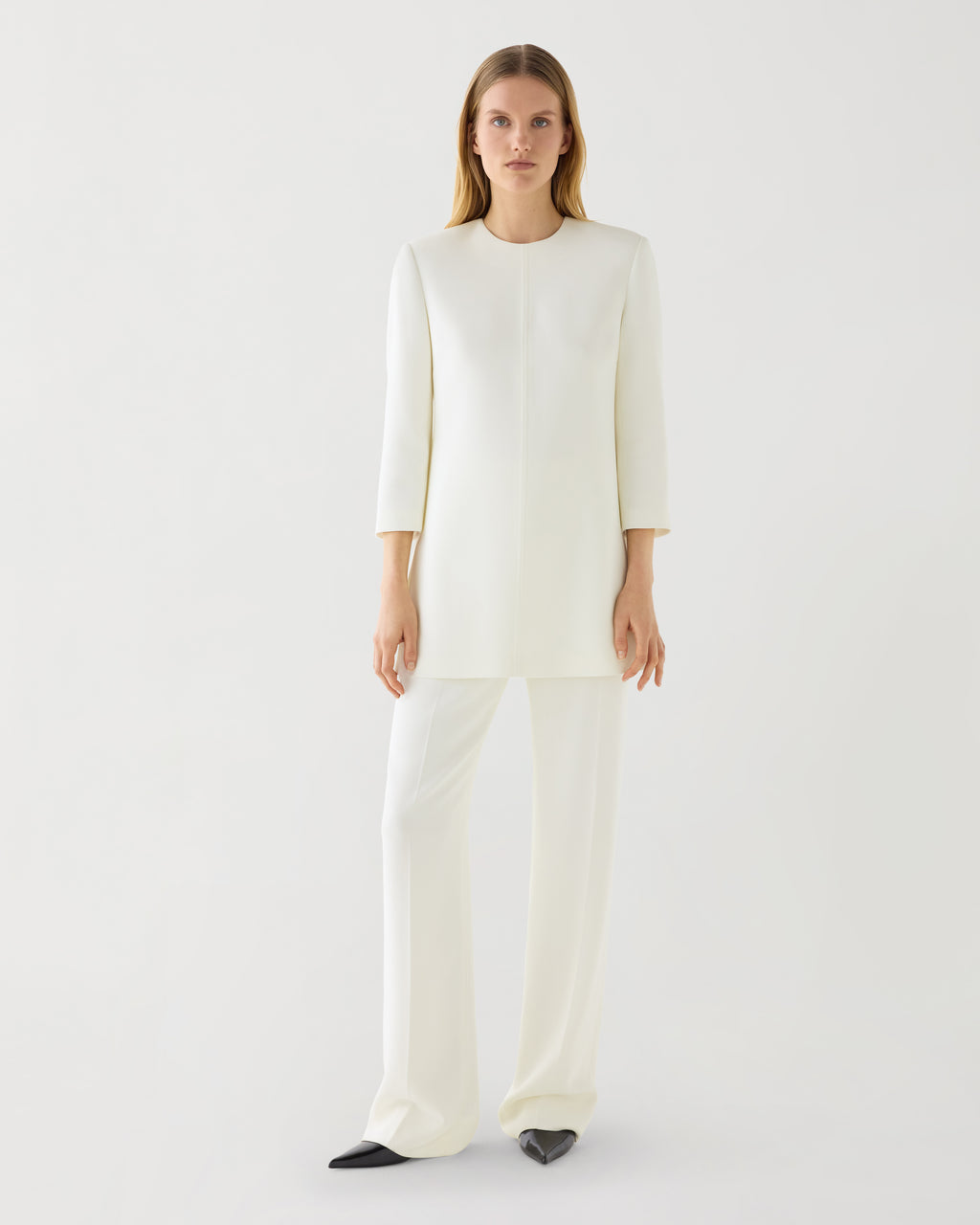 Ambar Tunic in Stretch Viscose Crepe, Off-White - Veronica De Piante