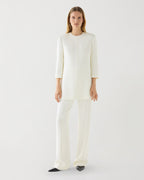Ambar Tunic in Stretch Viscose Crepe, Off-White - Veronica De Piante