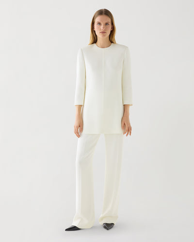Ambar Tunic in Stretch Viscose Crepe, Off-White - Veronica De Piante