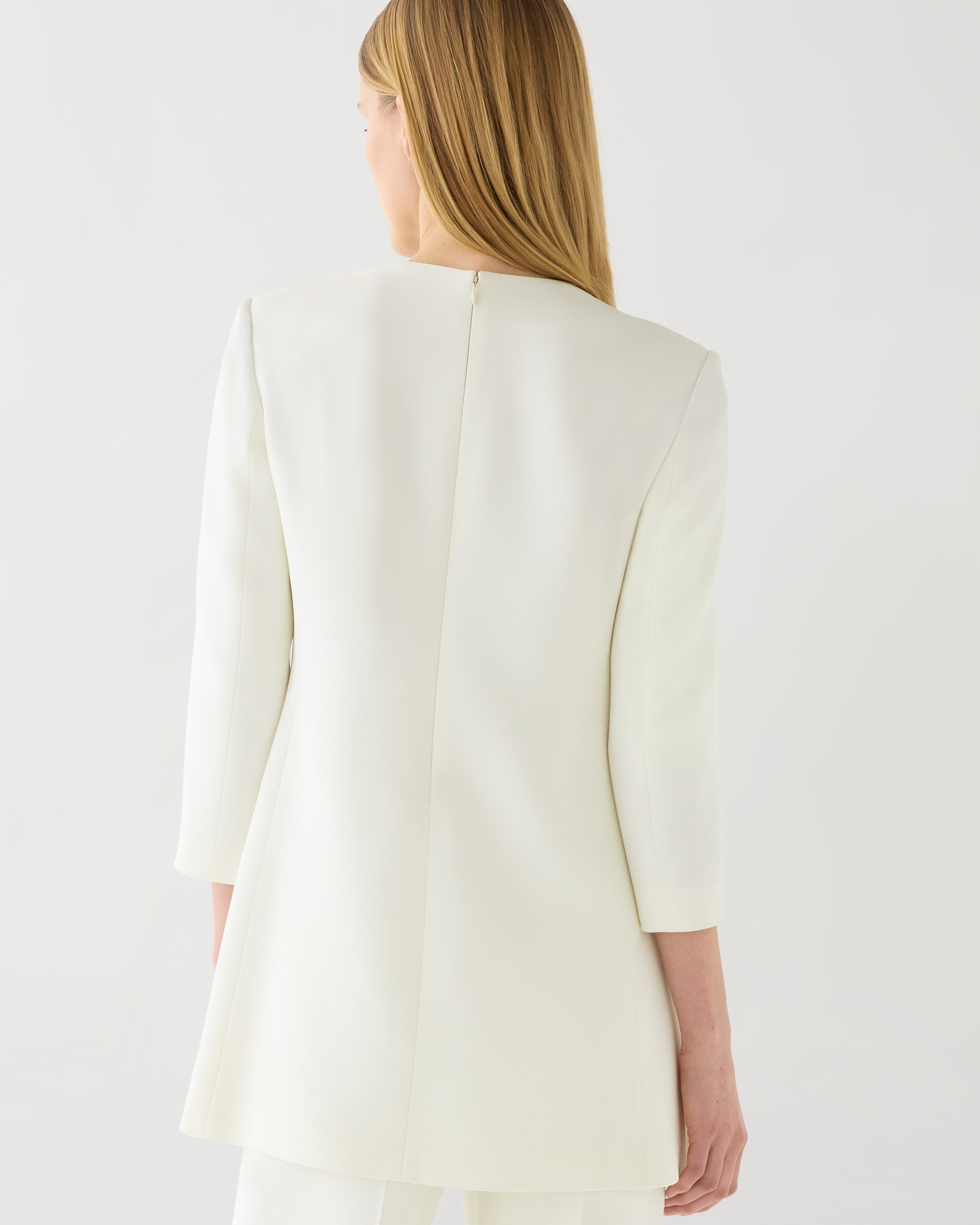 Ambar Tunic in Stretch Viscose Crepe, Off-White - Veronica De Piante
