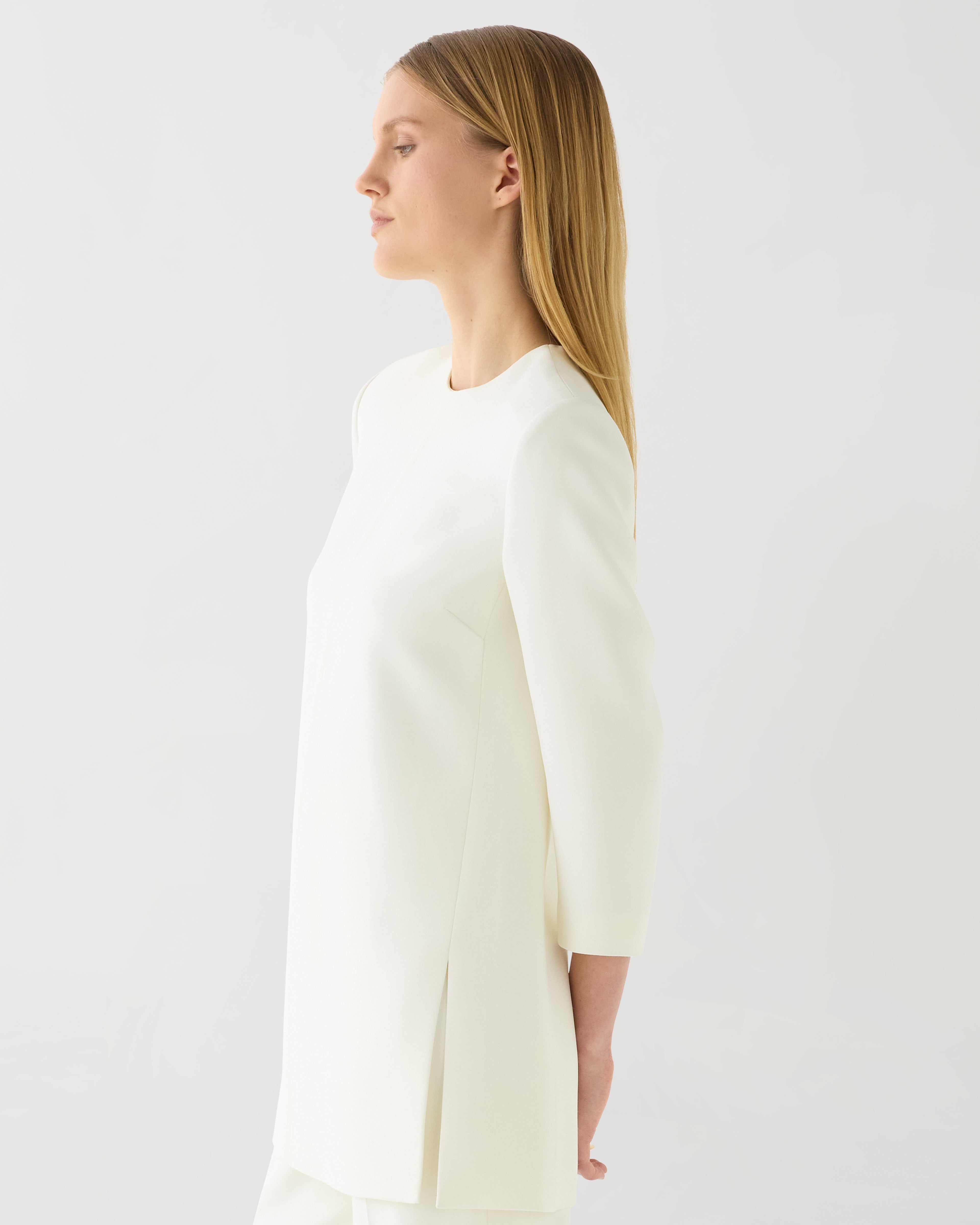 Ambar Tunic in Stretch Viscose Crepe, Off-White - Veronica De Piante