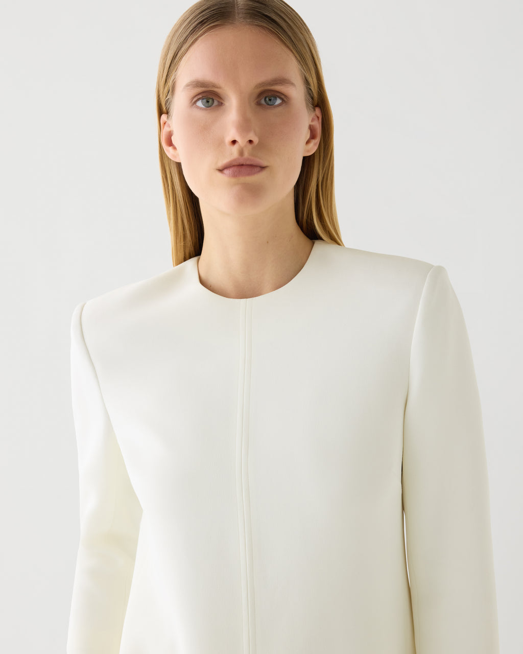 Ambar Tunic in Stretch Viscose Crepe, Off-White - Veronica De Piante