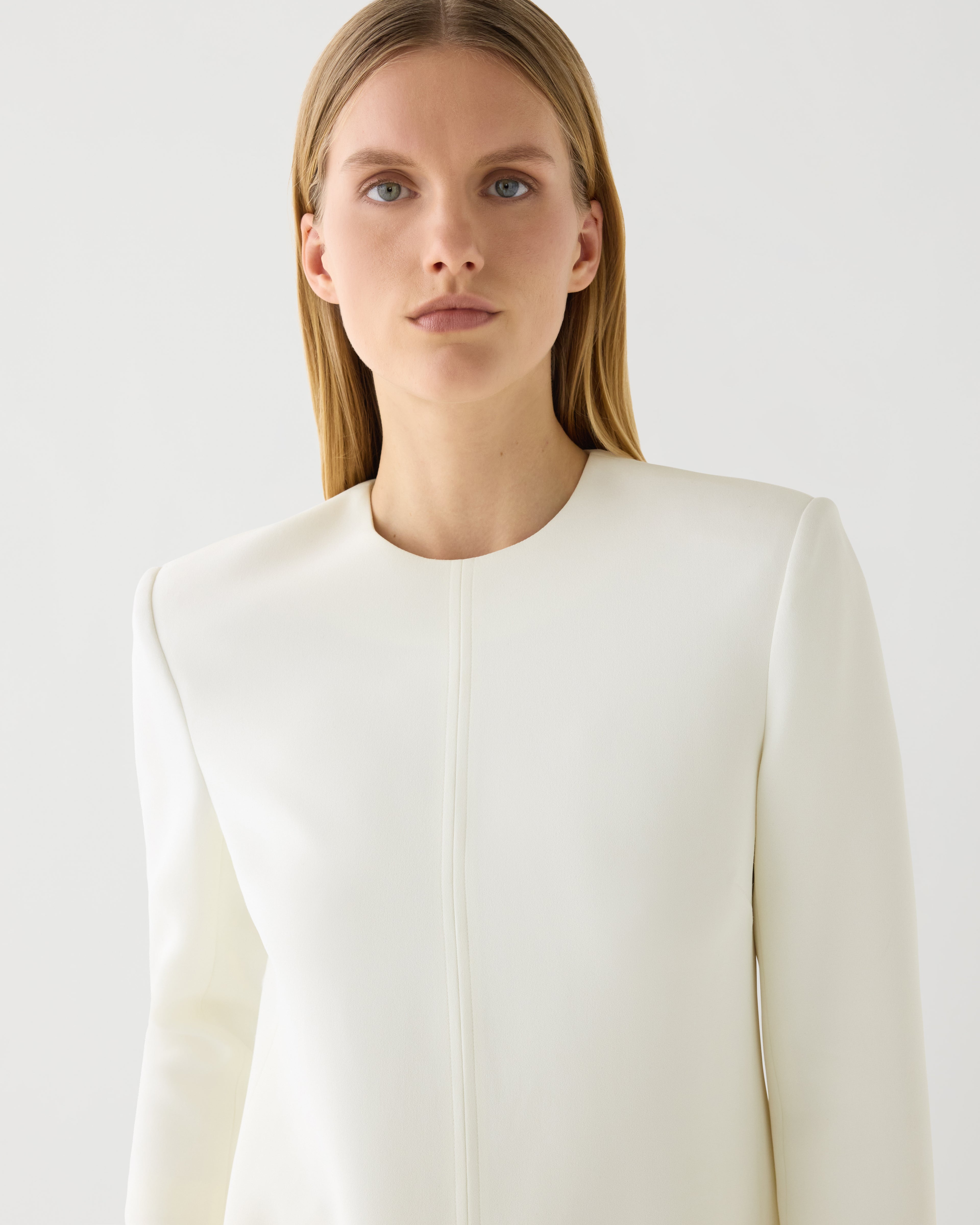 Ambar Tunic in Stretch Viscose Crepe, Off-White - Veronica De Piante