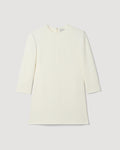 Off-White Ambar Tunic packshot. Semi-fitted stretch viscose crepe top with round neck, long sleeves, center-front seam