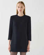 Black Ambar tunic top by Veronica De Piante in stretch viscose crepe, featuring a flowing design and elegant silhouette.