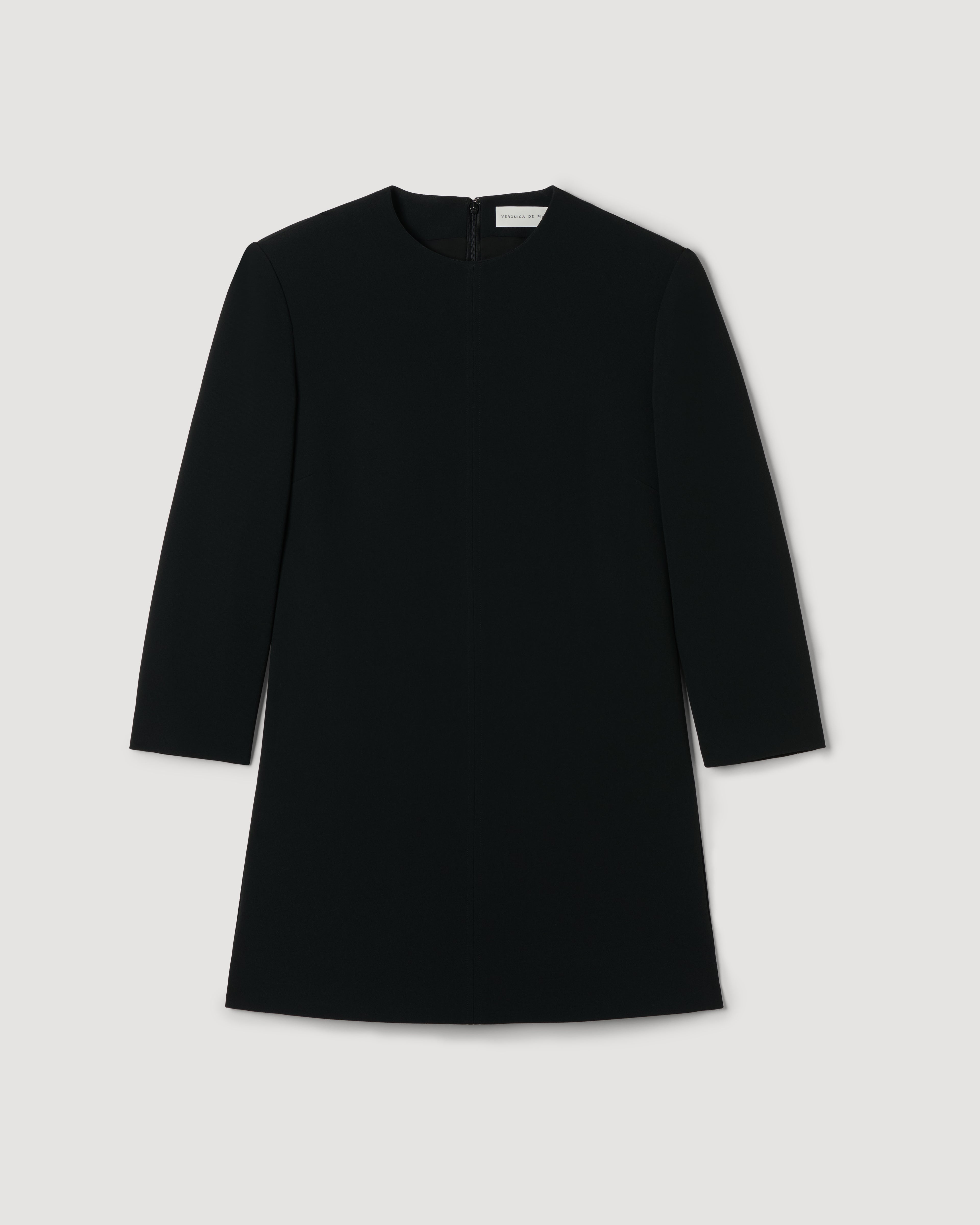 Black Ambar Tunic by Veronica De Piante made from stretch viscose crepe, featuring a flowing silhouette and elegant design.