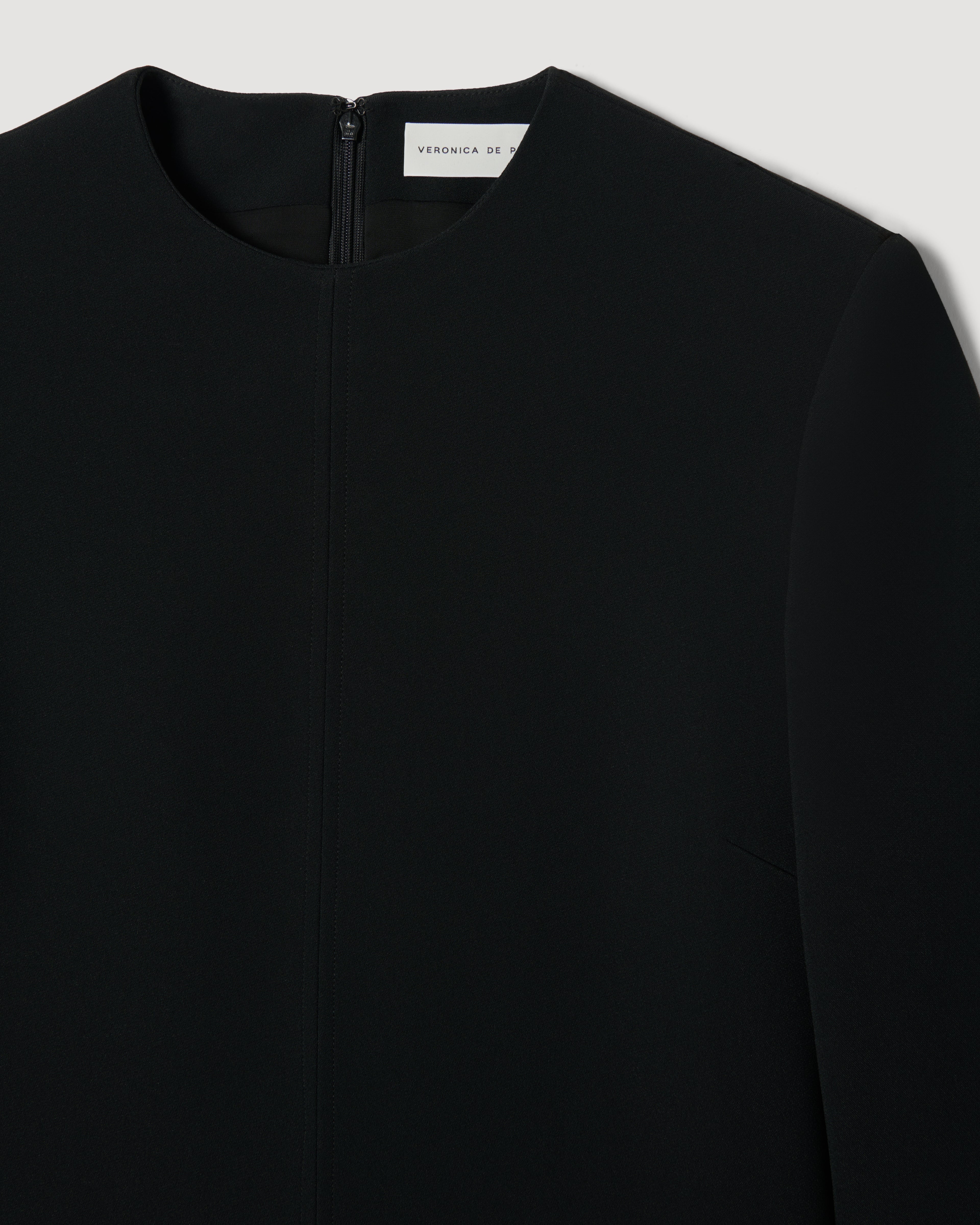 Black Ambar Tunic by Veronica De Piante in stretch viscose crepe, featuring a sleek design and comfortable fit.