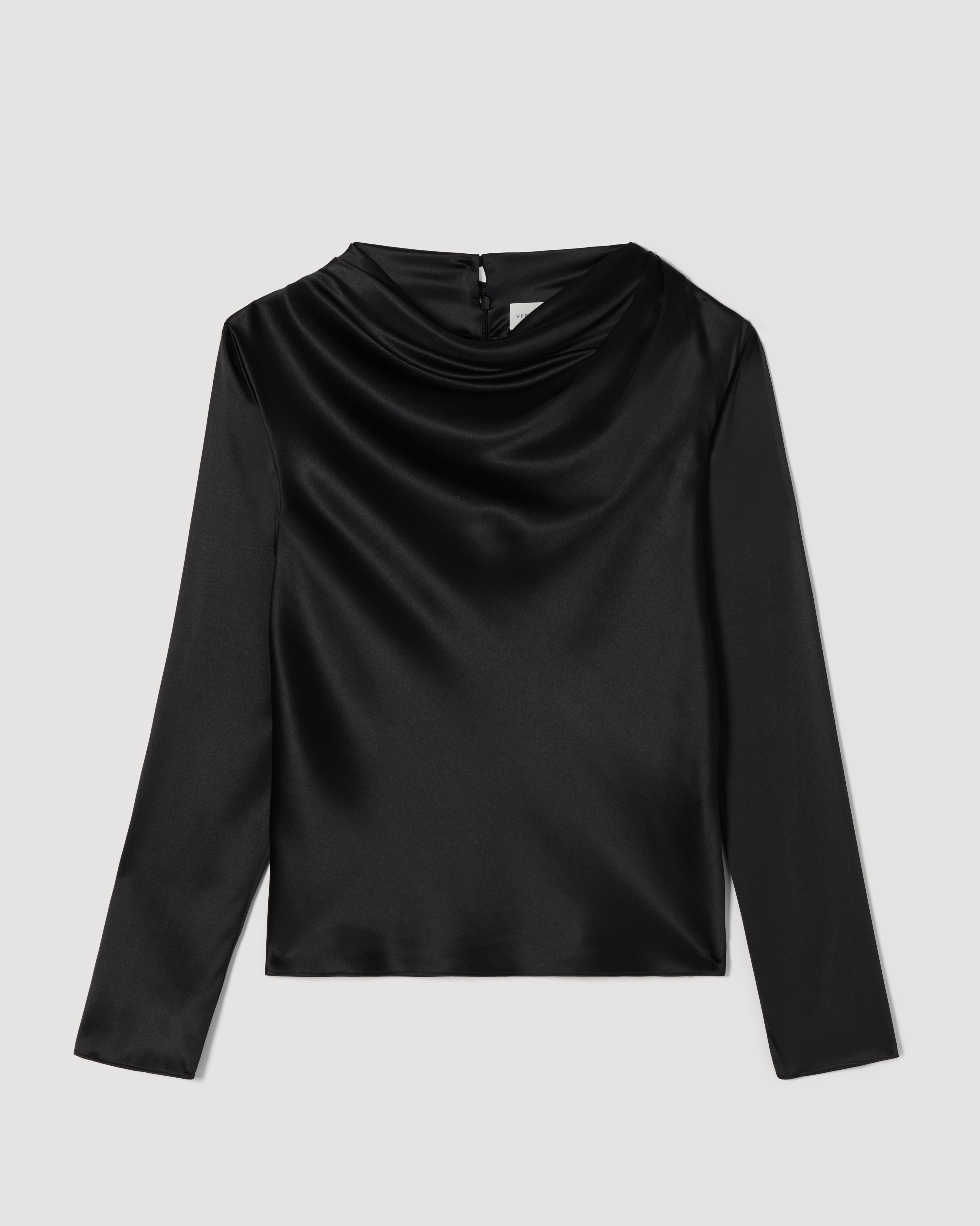 Cecilia Top in Stretch Satin,  Black
