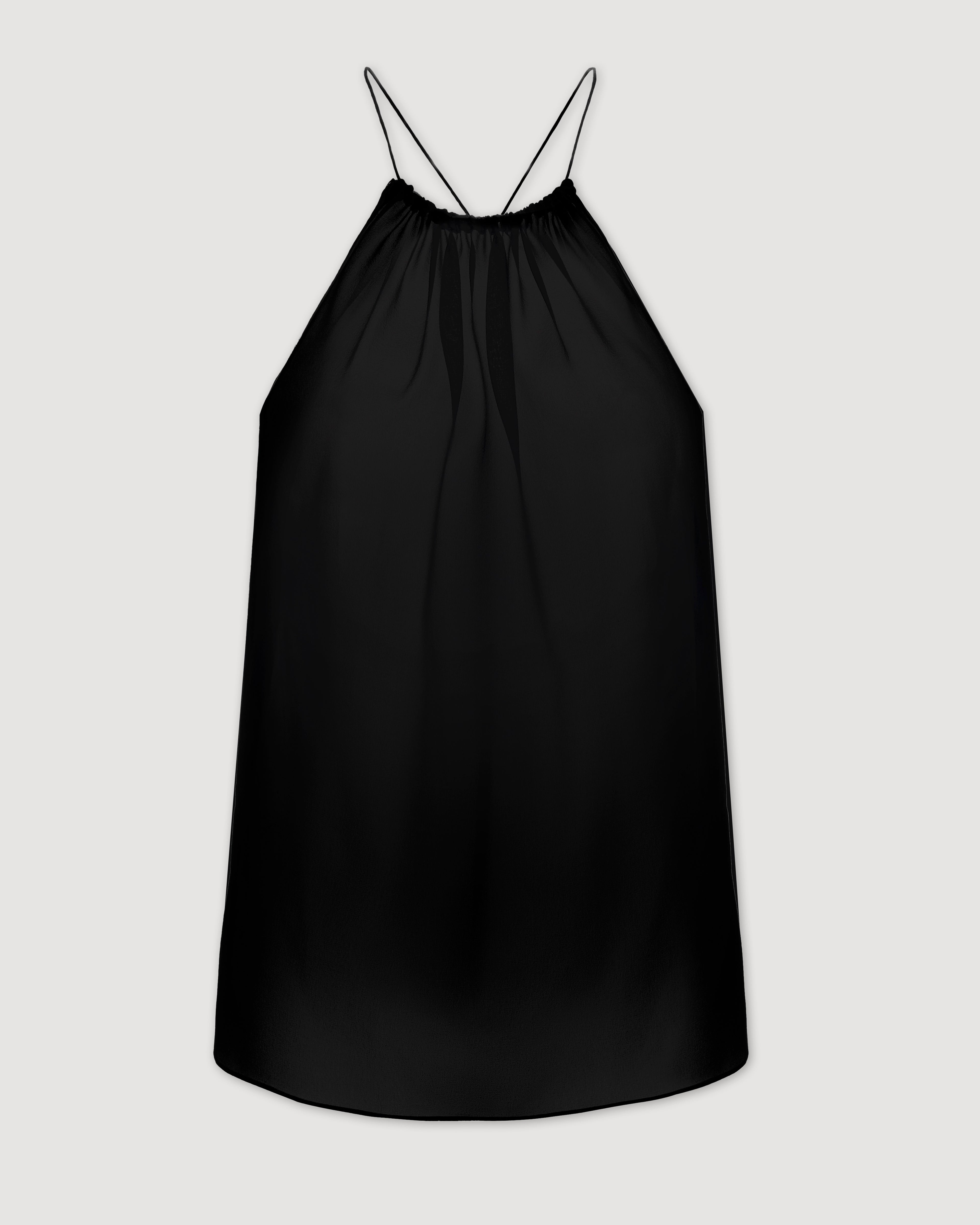 Greta Top in Silk, Black - Veronica De Piante