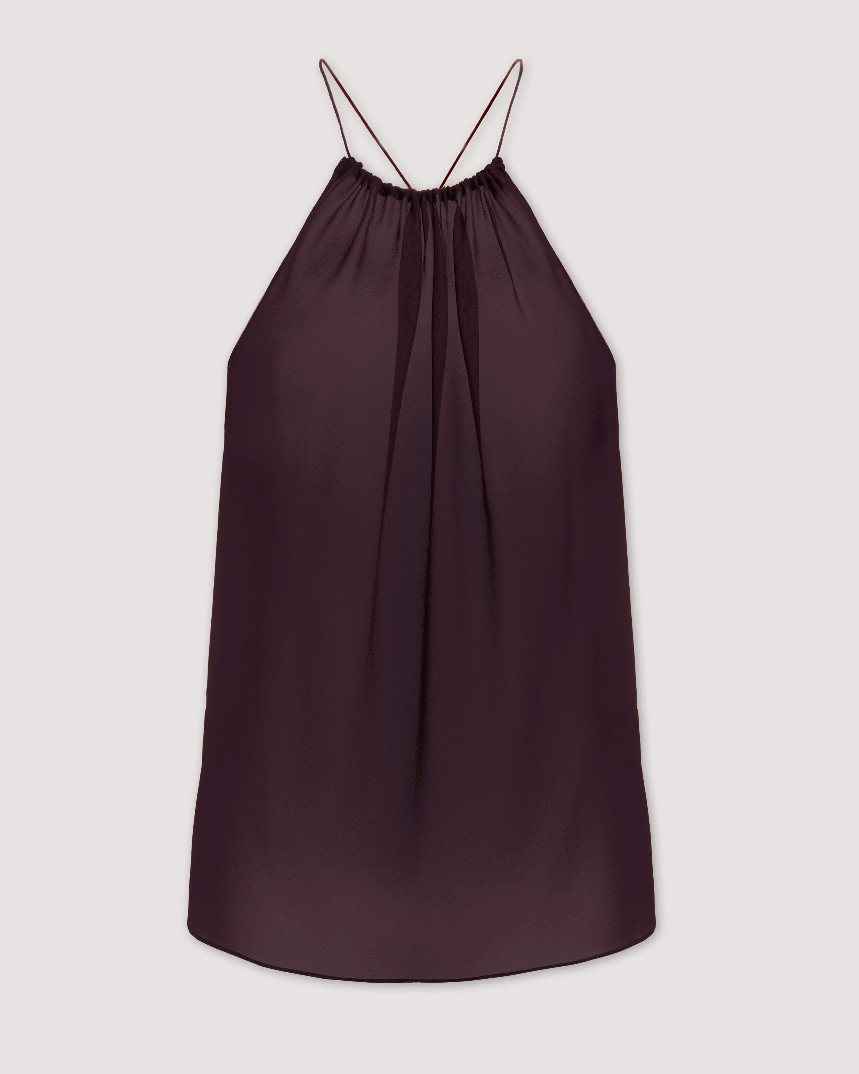 Greta Top in Silk, Deep Plum