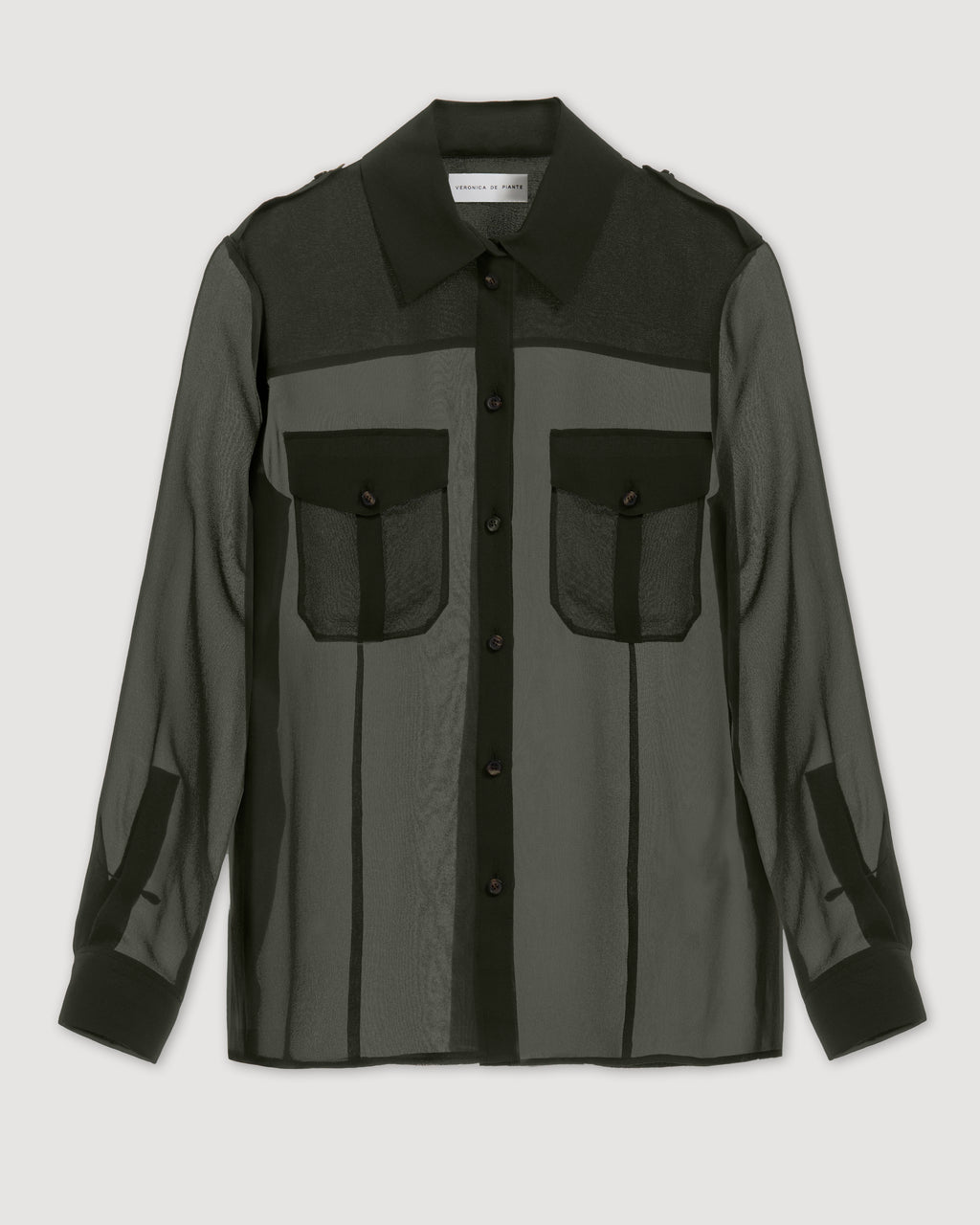 Daphne Shirt in Silk, Olive - Veronica De Piante