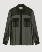 Daphne Shirt in Silk, Olive - Veronica De Piante