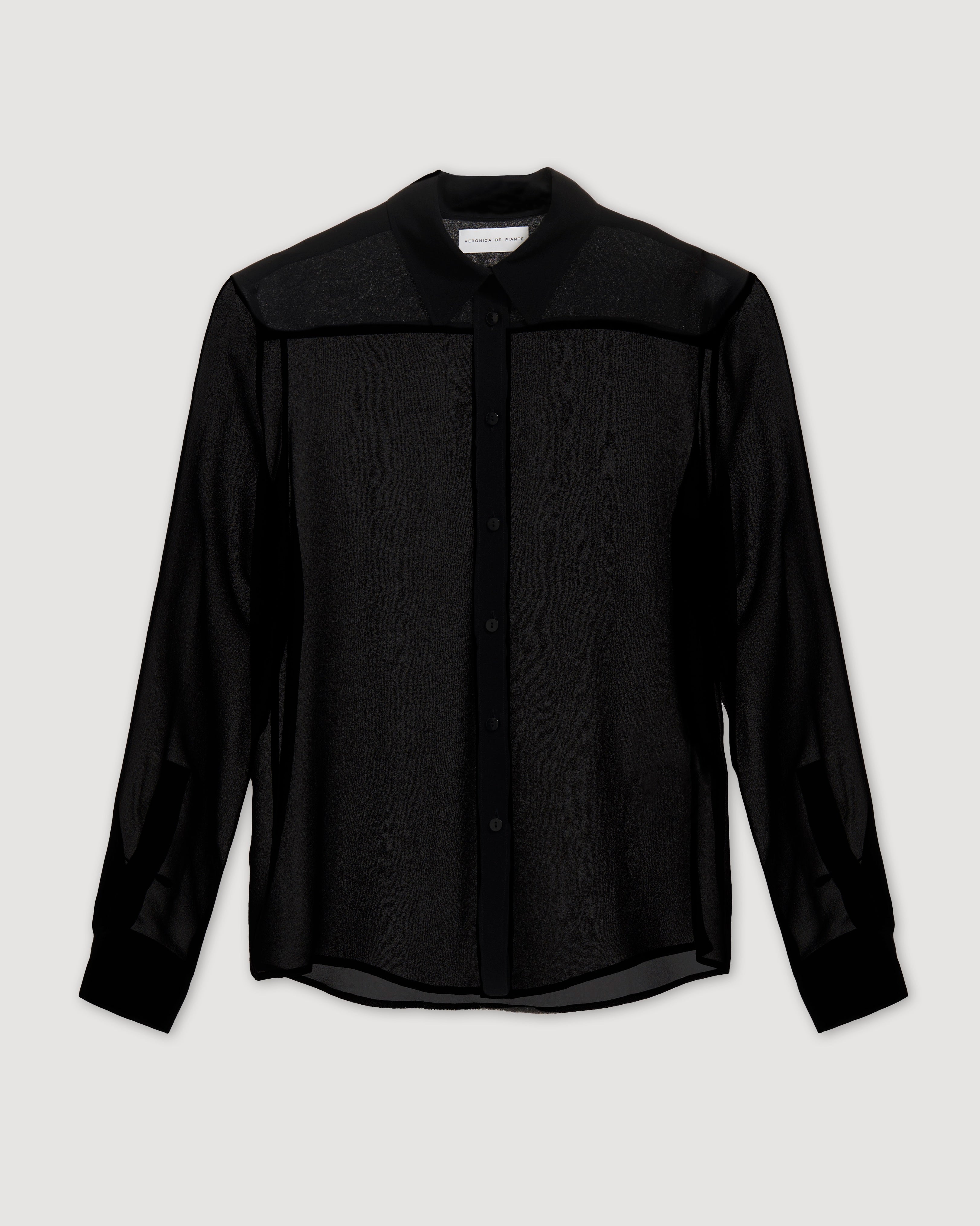 Julieta Shirt in Silk Georgette, Black - Veronica De Piante