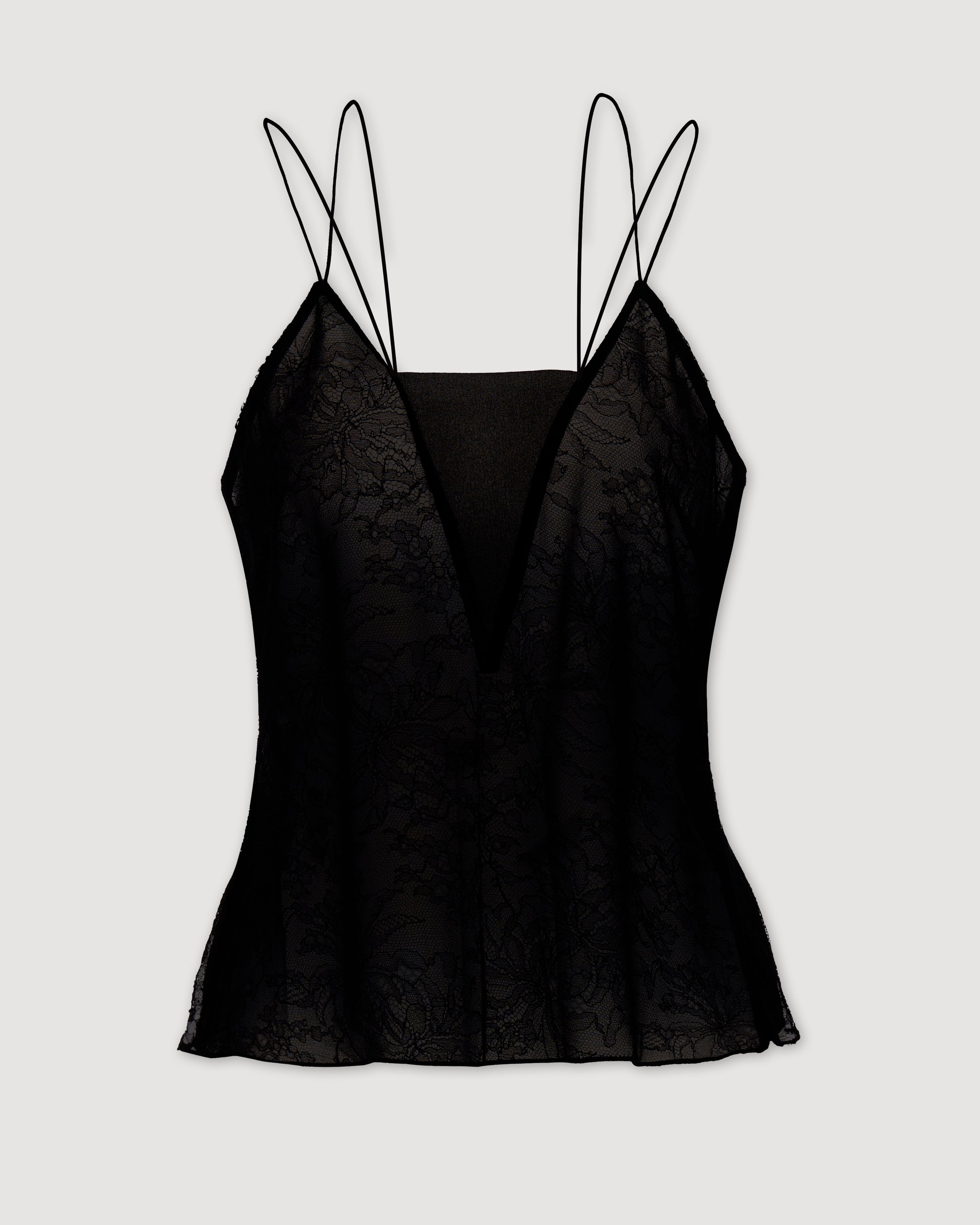 Mariana Camisole in Lace, Black