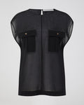 Dorian Top In Wool Voile, Black