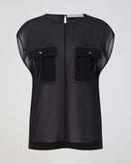 Dorian Top In Wool Voile, Black