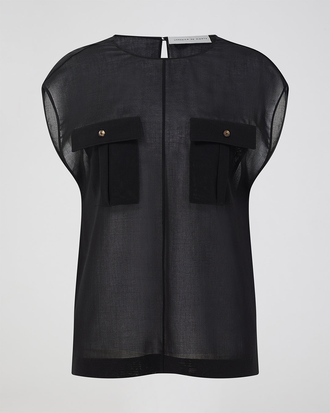 Dorian Top In Wool Voile, Black