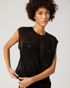 Dorian Top In Wool Voile, Black
