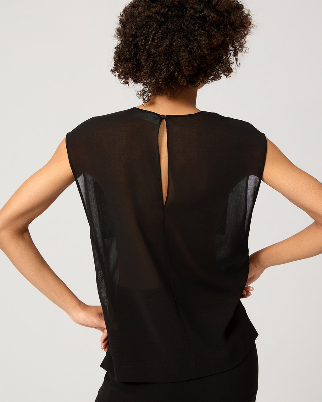 Dorian Top In Wool Voile, Black