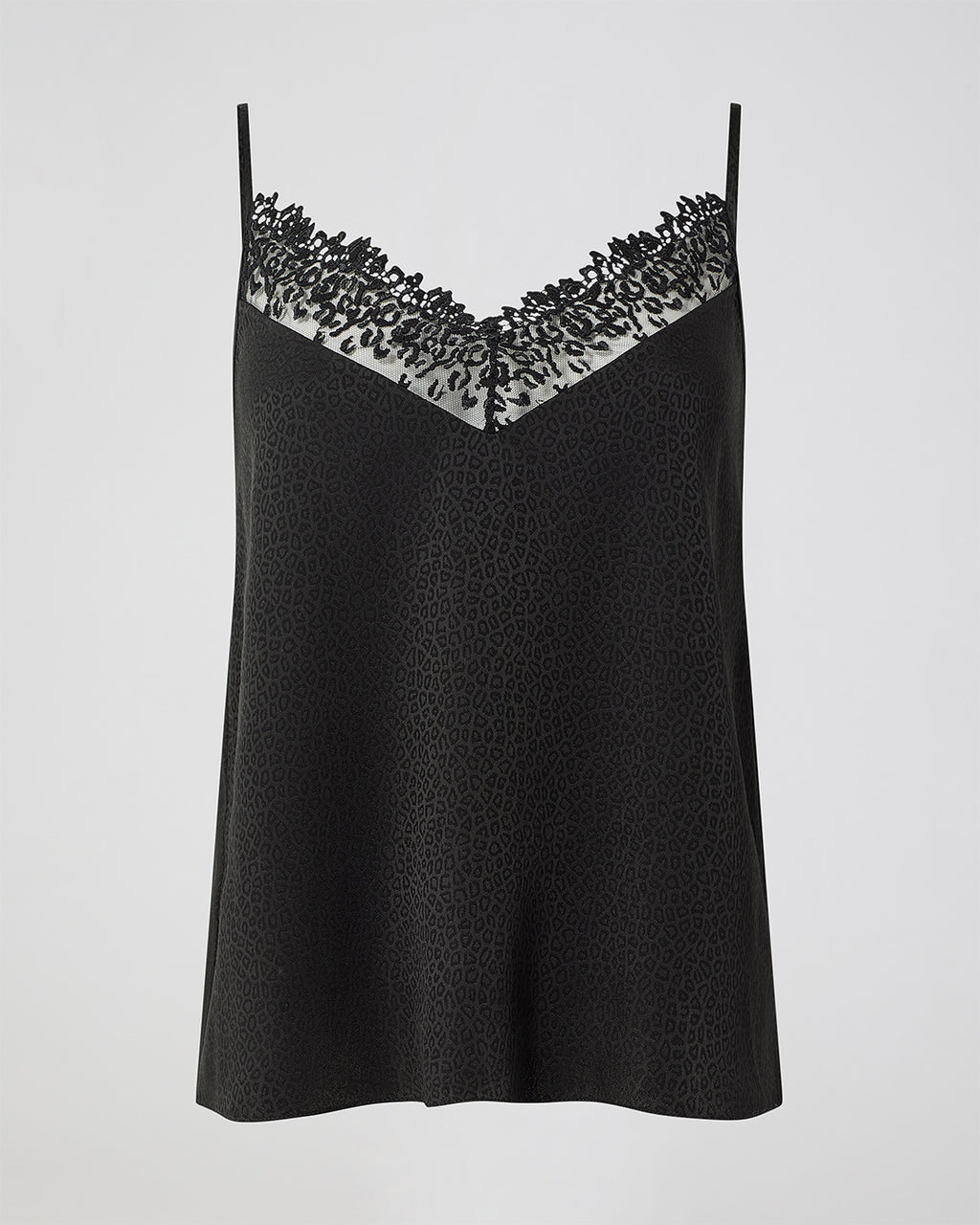 Cléo Camisole In Leopard Jacquard, Black
